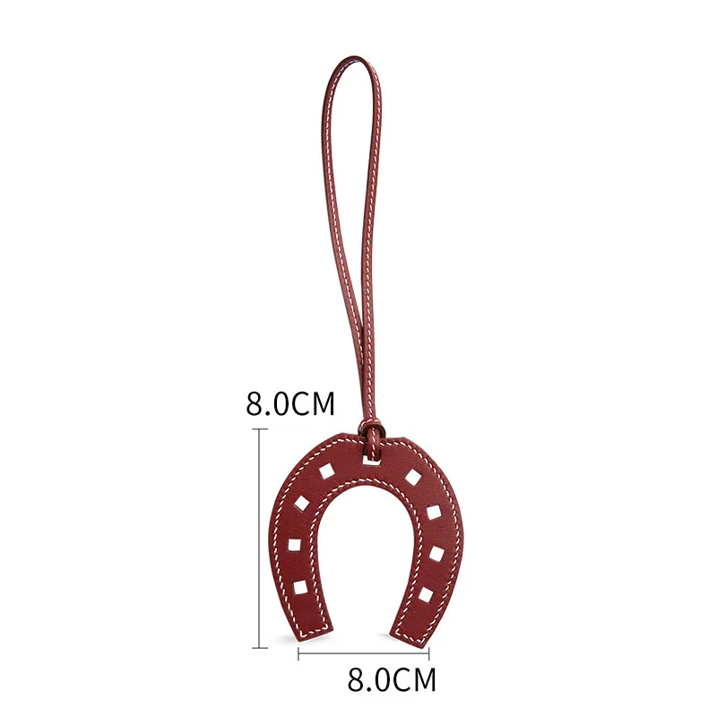 Bag charm for Hermes horseshoe pendant bag genuine leather cowhide high-grade key handmade car pendant bag accessories