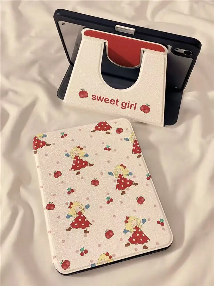 For 2024 iPad Air6 11 Pro11 12.9 13 Air5 Air4 10.9 10.5 10.2 9th 8th 6th 5th 9.7 inch Mini 7 6 Cute Girl  Case with Pen Holder