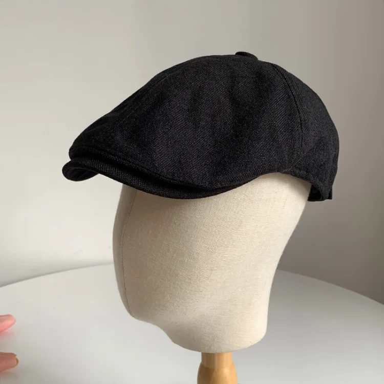 Vintage Y2K Damen und Mädchen Baumwolle Leinen Newsboy Cap koreanischen Stil Baskenmütze atmungsaktiv Sommer Frühling Herbst Hut – Detail 15