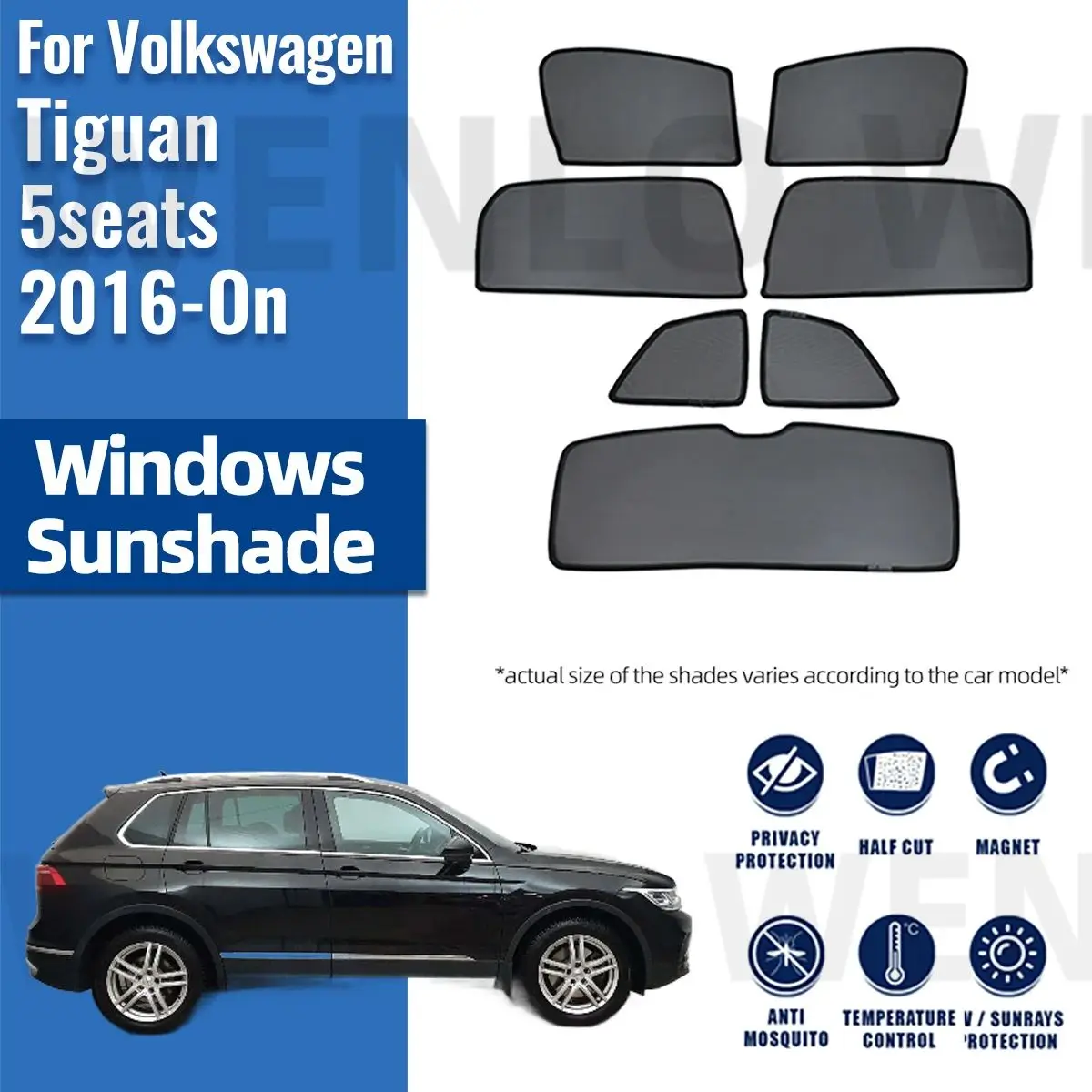 For Volkswagen VW Tiguan 5seats 2016-2020 2021 2022 2023 Car Window Sunshade Uv Protection Auto Curtain Sun Shade Visor Net Mesh