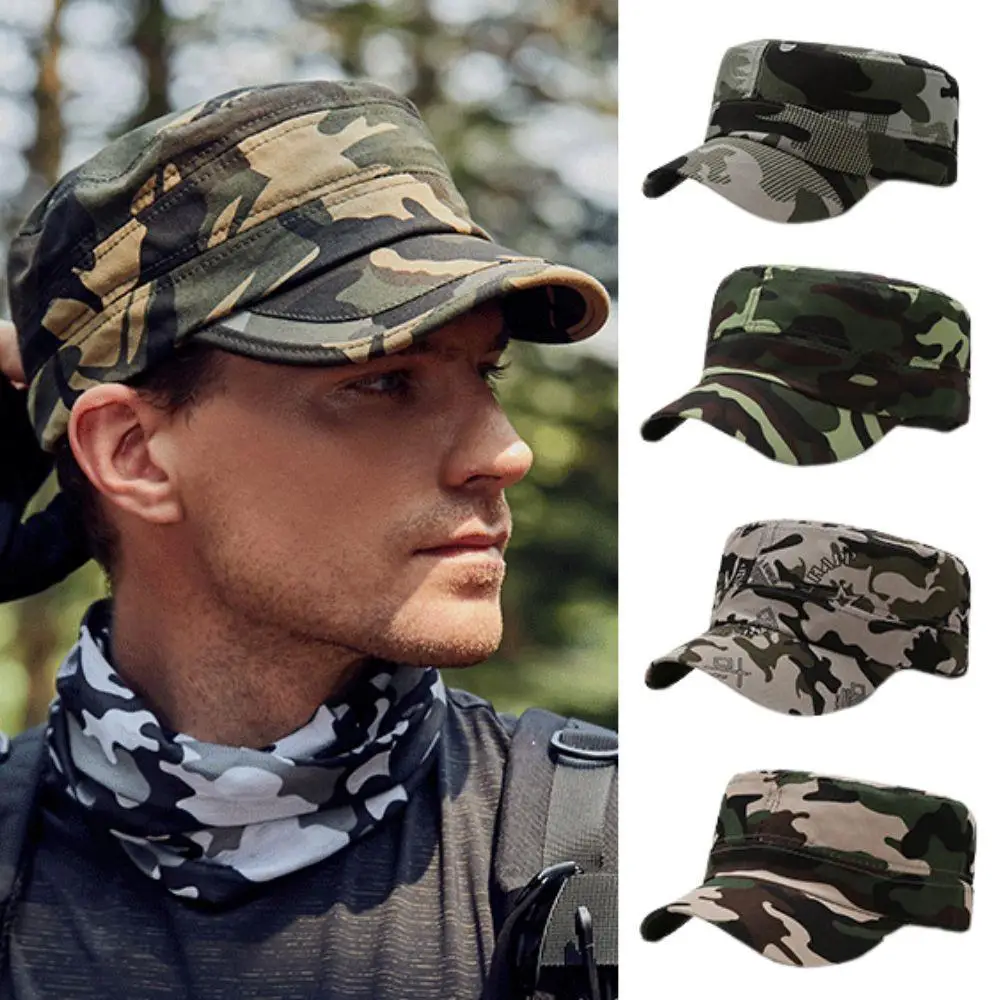 Berretto da baseball da uomo mimetico Cappelli tattici militari Cappello da pesca in cotone Visiera traspirante per esterni regolabile Cappello protettivo solare