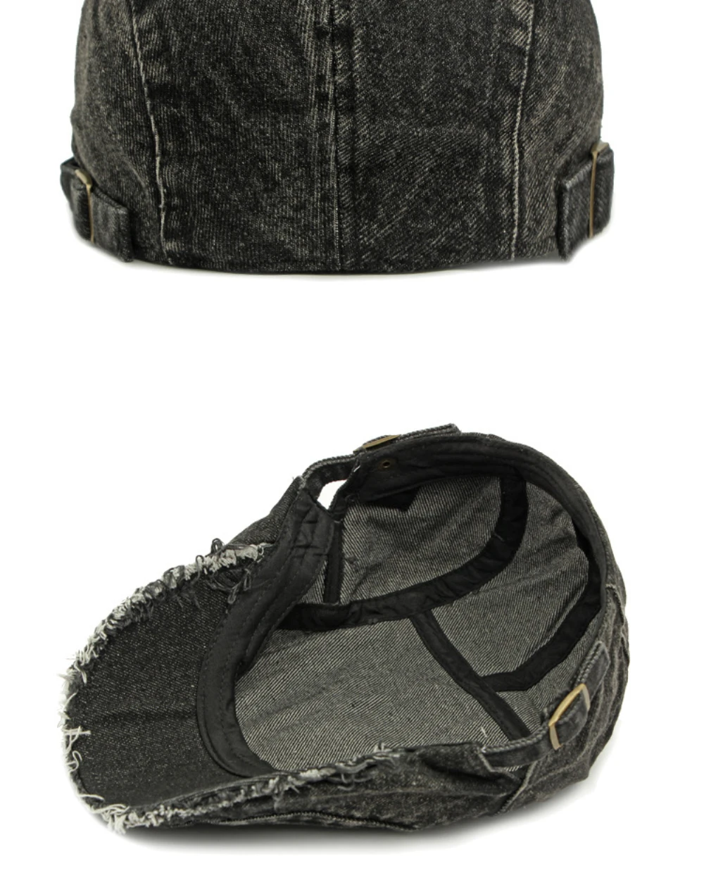 HT4797 Herren- und Damen-Baskenmützen, Einfarbige Baumwoll-Flatcap, Retro Künstler-Mütze für Alle Jahreszeiten, Denim-Baskenmütze – Detail 13