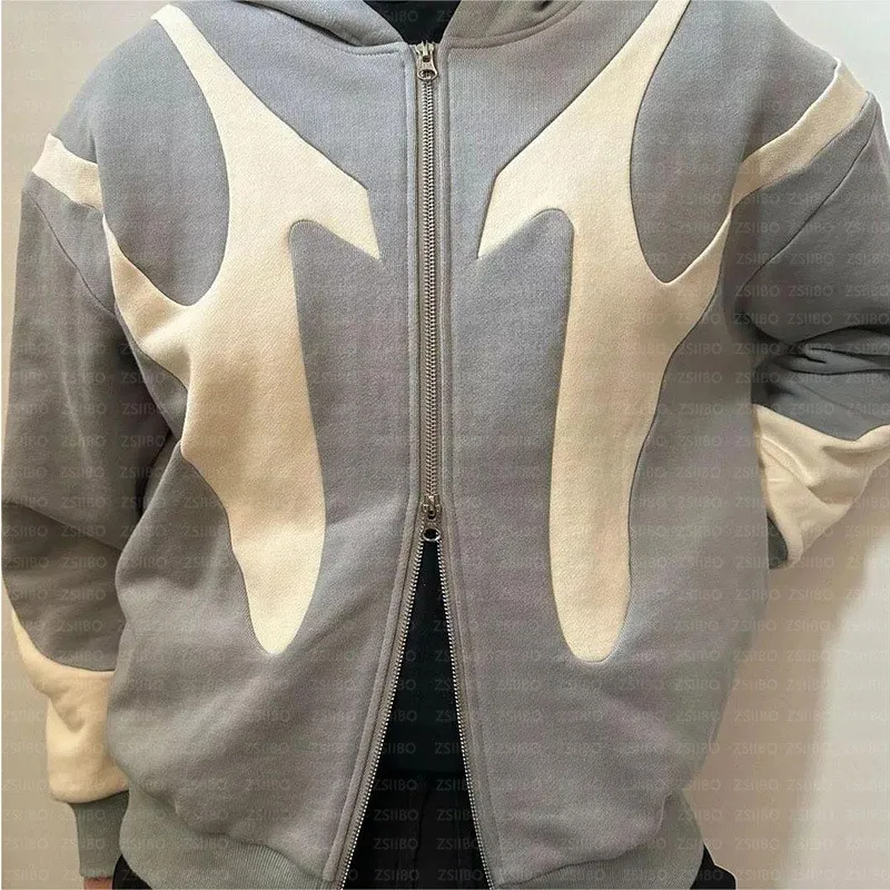 Y2k rétro Patchwork sweat à capuche mode ample surdimensionné brodé sweat à capuche gothique Streetwear femmes sweat vêtements