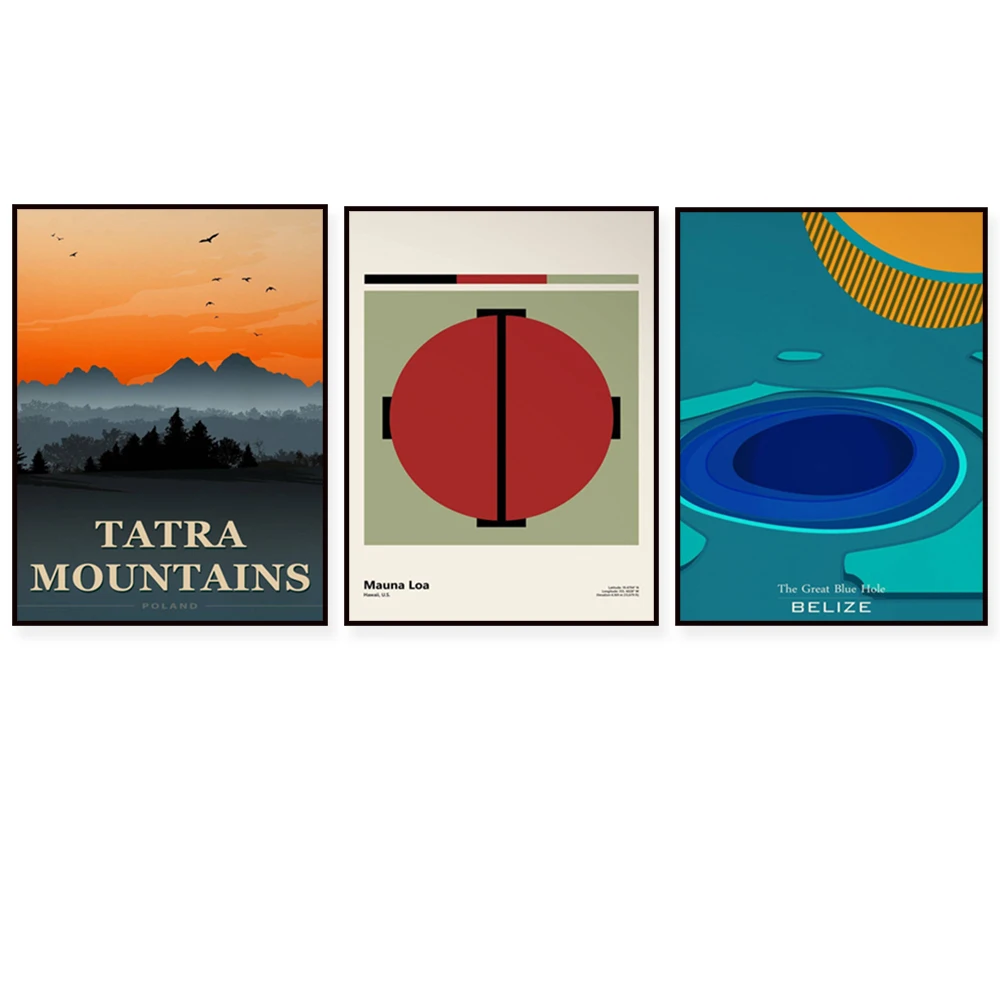 Cartaz de Barcelona, Berlin, Londres, Sydney, Mauna Loa, Algarve, Nova York, São Paulo, Cartaz de Viagem de Mid-Century, Cartaz de Viagem.