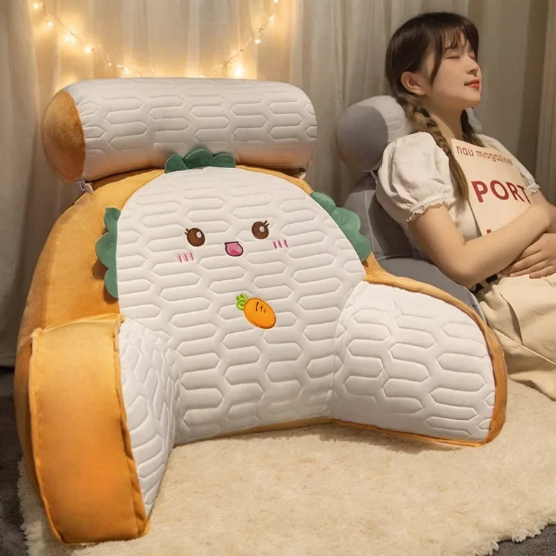 

Latex Headboard Sofa Couch Pillow Cushion Bed Rest Reading Pillow with Arm Support Cartoon Print Detachable Backrest Support