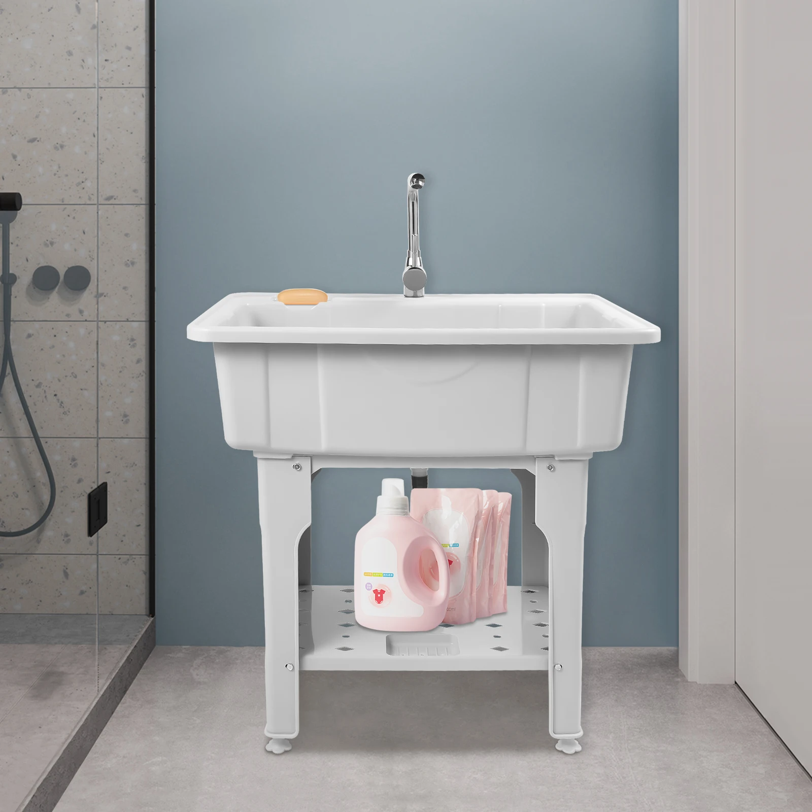 

Gray Sink Laundry Tub Freestanding Sink Wash Station