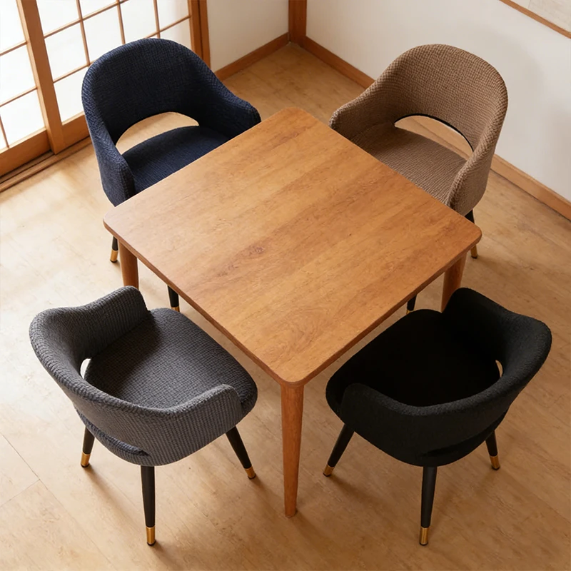 Curved Chair Cover Elastic Jacquard Spandex Hollow Back Armchair Covers for Home Dining Room Hotel Coffee Bar Make Up Chaircover