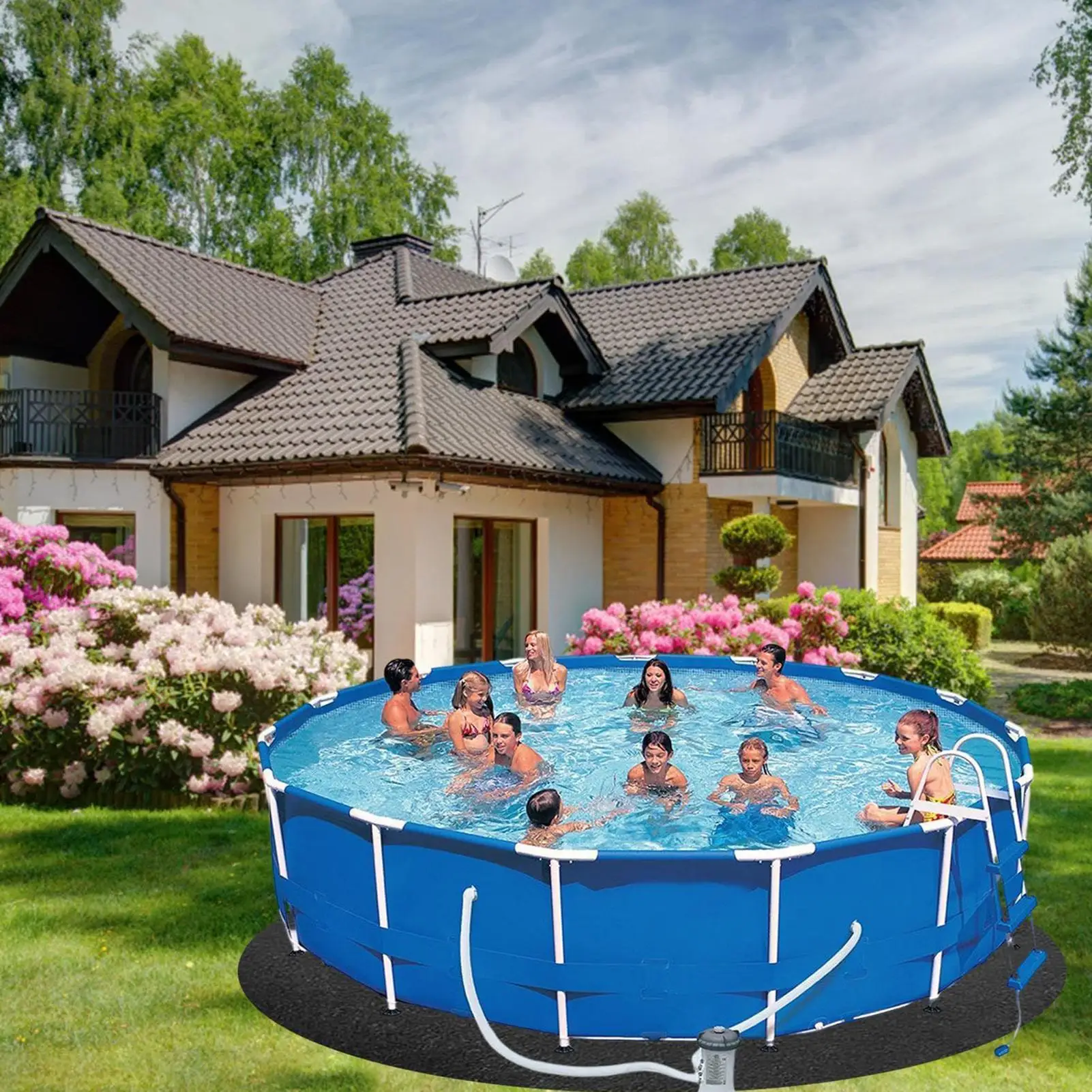 Estera debajo de la piscina, esteras para el suelo, protección del suelo, equipo de estanque para grava, hormigón, madera, piedra, superficies de hierba