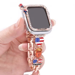 1PC Trump Strap For Apple Watch Band Series 9 8 7 SE 6 5 4 Metal Bracelet 45mM 44mm Strap And  Protection Case 41MM  40Mm Strap