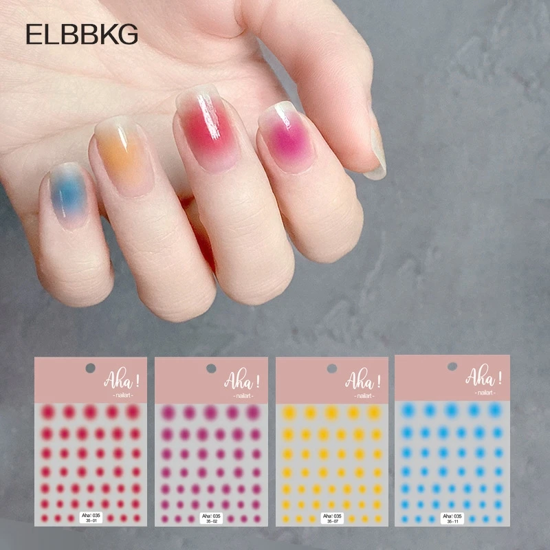 3D Translucent Blush Gradient Nail Art Stickers Self-Adhesive Rainbow Color Blush Sliders Blooming Gradient Nails Decals Salon