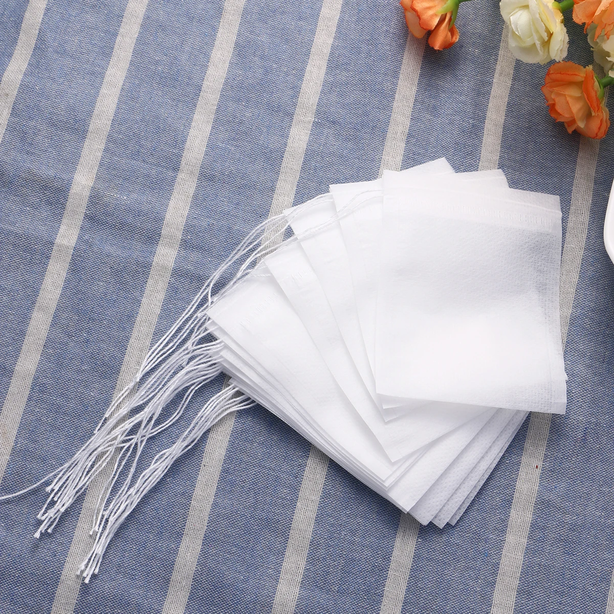 

100 pcs 70*90Mm Drawstring Filter Bags Non-Woven Empty Tea Bags For Loose Leaf Tea Coffee Herbal Powder Lightweight Sealable