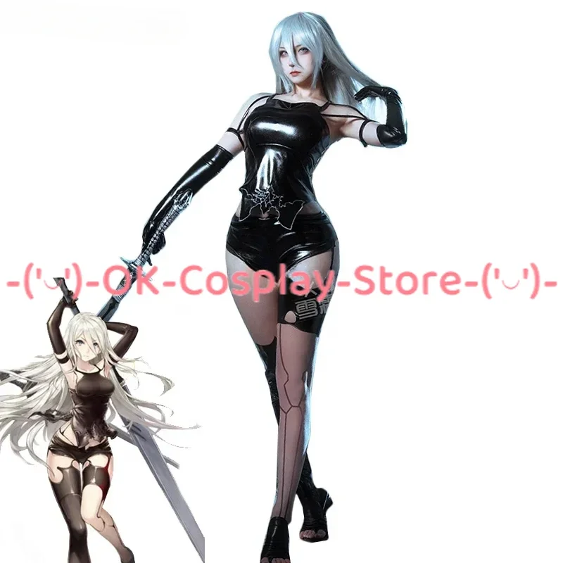 

Game NieR:Automata A2 Cosplay Costume Sexy Black PU Suit Top Pants Gloves Halloween Carnival Uniforms Anime Clothing Custom Made