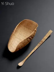 Old Bamboo Root Tea Spoon Tea Pull Two-Piece Set Handmade Tea Stick Tea Holder Spoon Tea Ceremony Tea Culture Tea Scoop