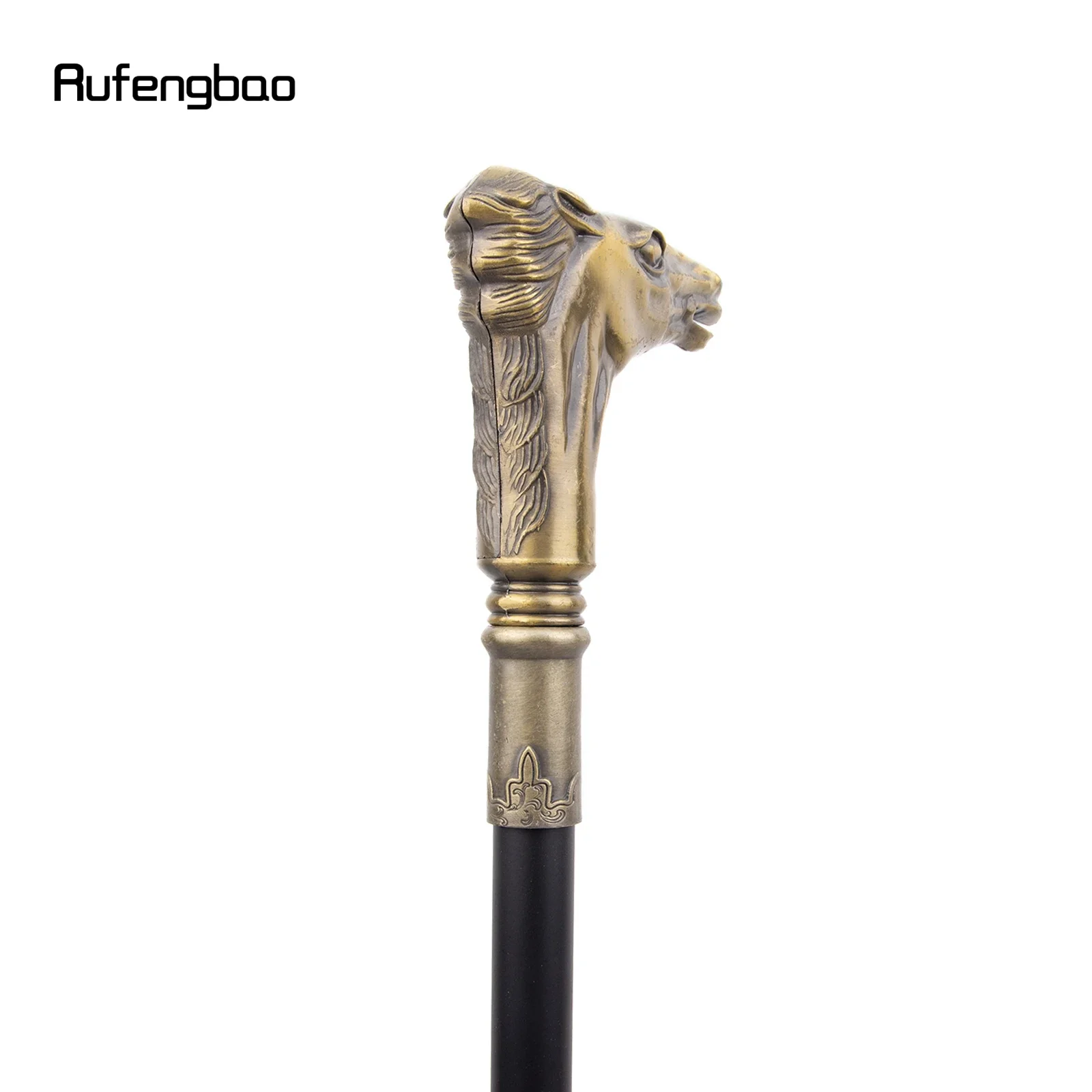 Coppery Horse Handle Single Joint แฟชั่นเดิน Stick ตกแต่งแวมไพร์คอสเพลย์ปาร์ตี้เดิน Cane ฮาโลวีน Crosier 93 ซม