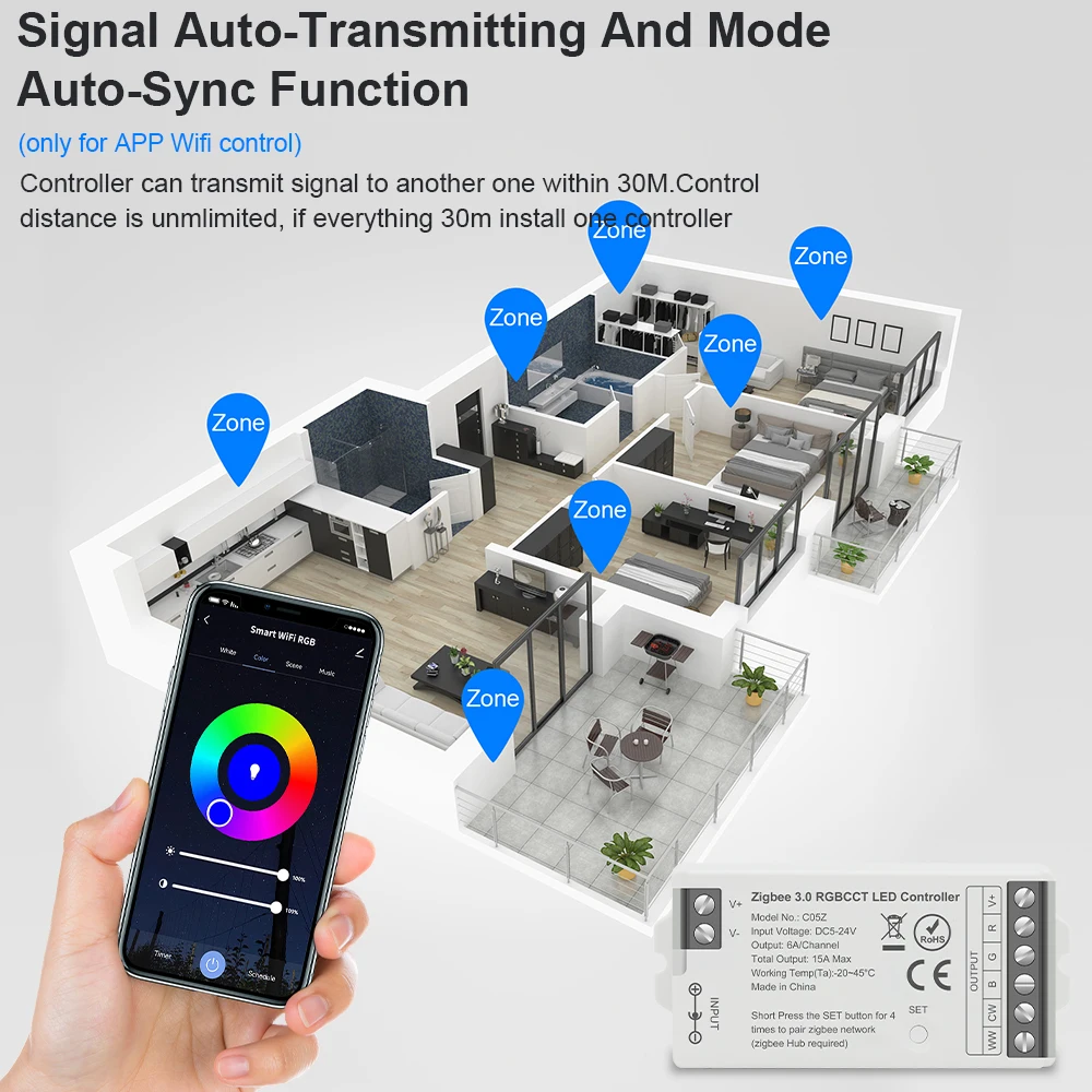 Tuya Zigbee LED Controller per CCT RGB RGBW RGBCCT LED Strip Smart Dimmer Support Hue Bridge SmartThings Alice Voice Control