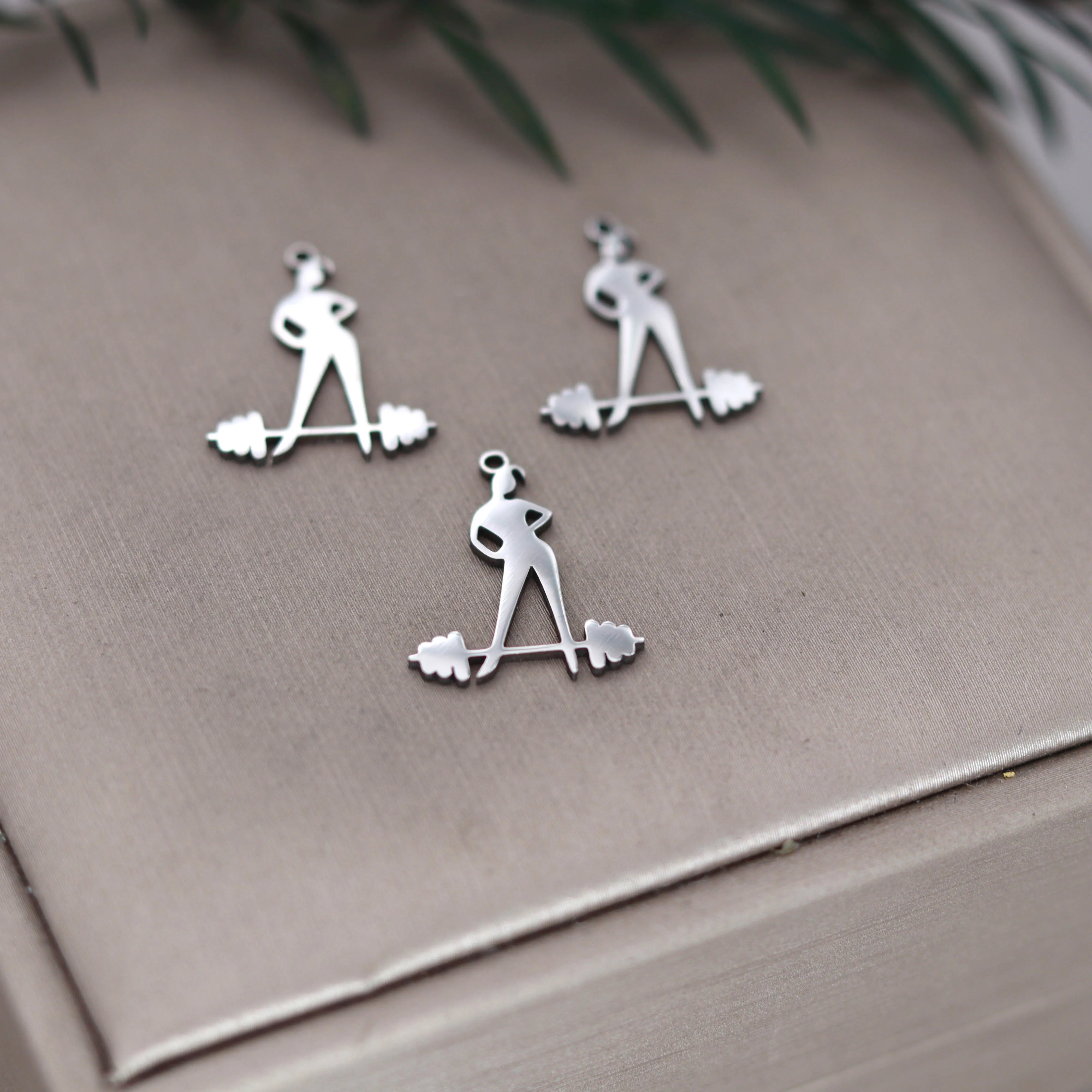 3pcs Sport Women's Fitness Dumbbells Charms Stainless Steel Pendant Fit DIY Trendy Earrings Necklace Jewelry Making Accessories