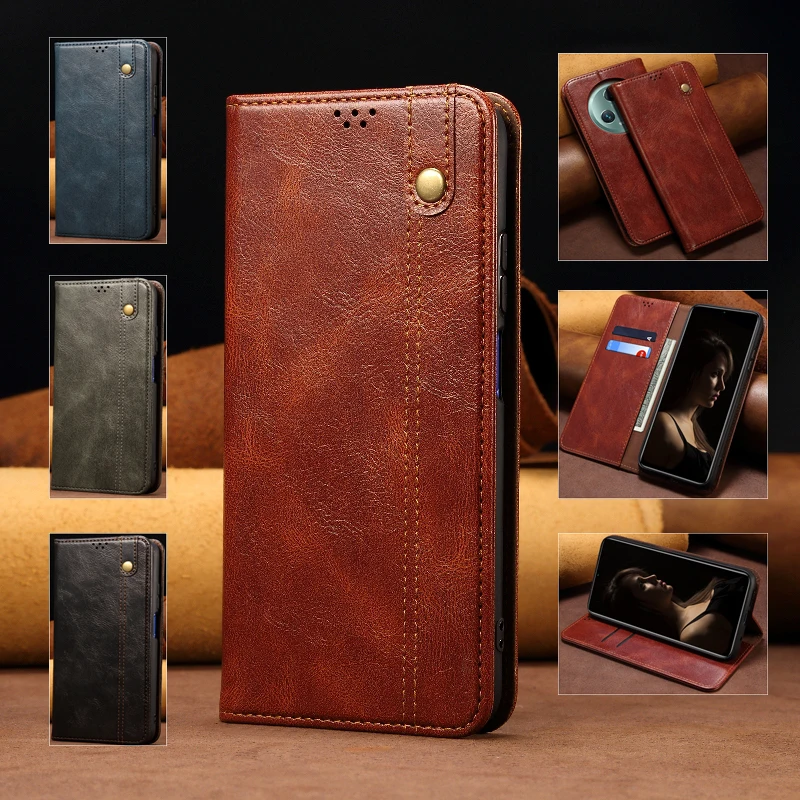 

Fashion Flip Case Phone Cover For OPPO Reno10 9 Pro 8 T 7Z 6 5K 4 Lite 3 2F Ace2 Oil Wax Leather Magnetic Wallet Card Phone Case