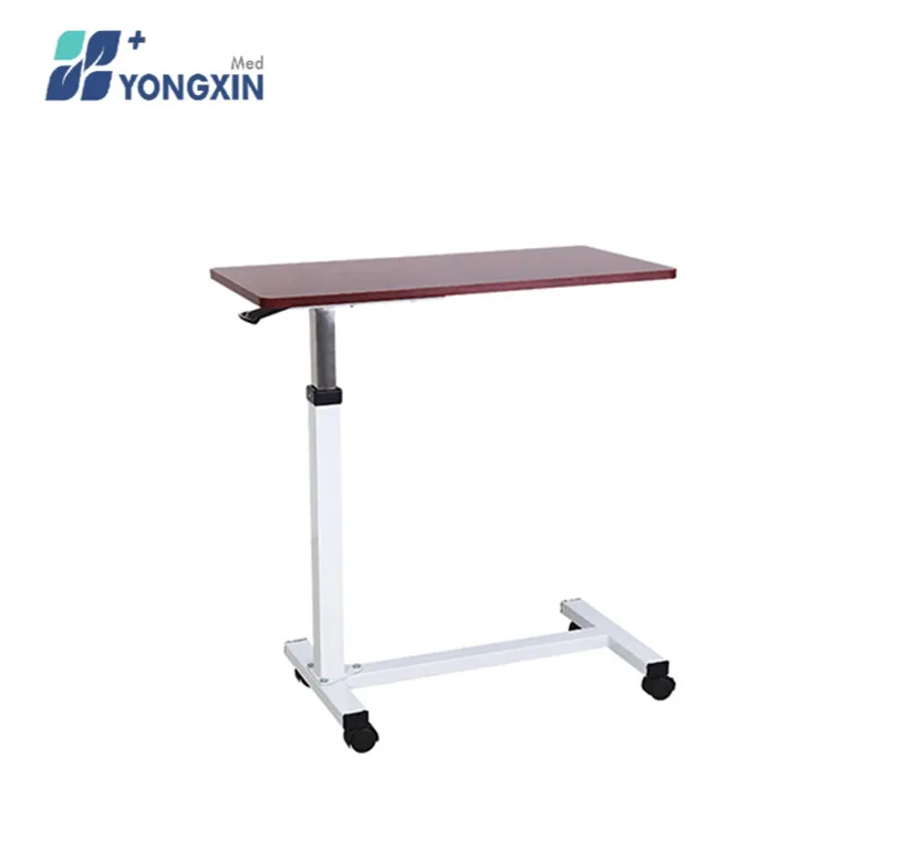 

Movable Over Bed Medical Dinner Table Cheap High Quality Adjustable Wooden Metal Aluminum Hospital Zhangjiagang Modern 4 Castors