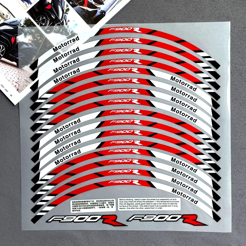 R17 Inches F900R Cross Motorcycle Accessories Reflective Wheel Tire Modification Sticker Hub Decals Rim Stripe Tape One Set