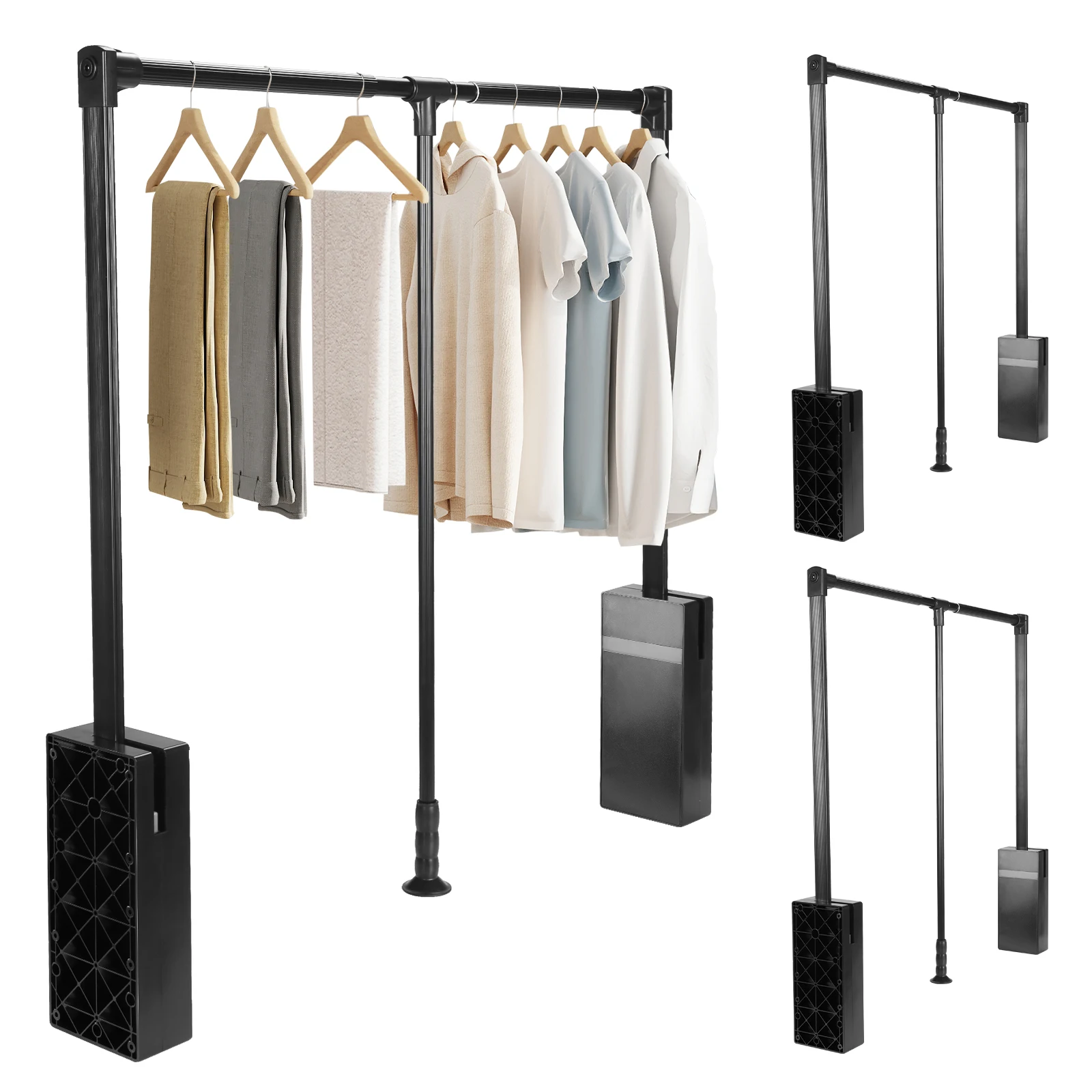 

2 Pack Pull Down Closet Rod Adjustable Width Side Mounted Closet Rod 60Lbs Load Capacity for Kitchen Bedroom High Cabinets