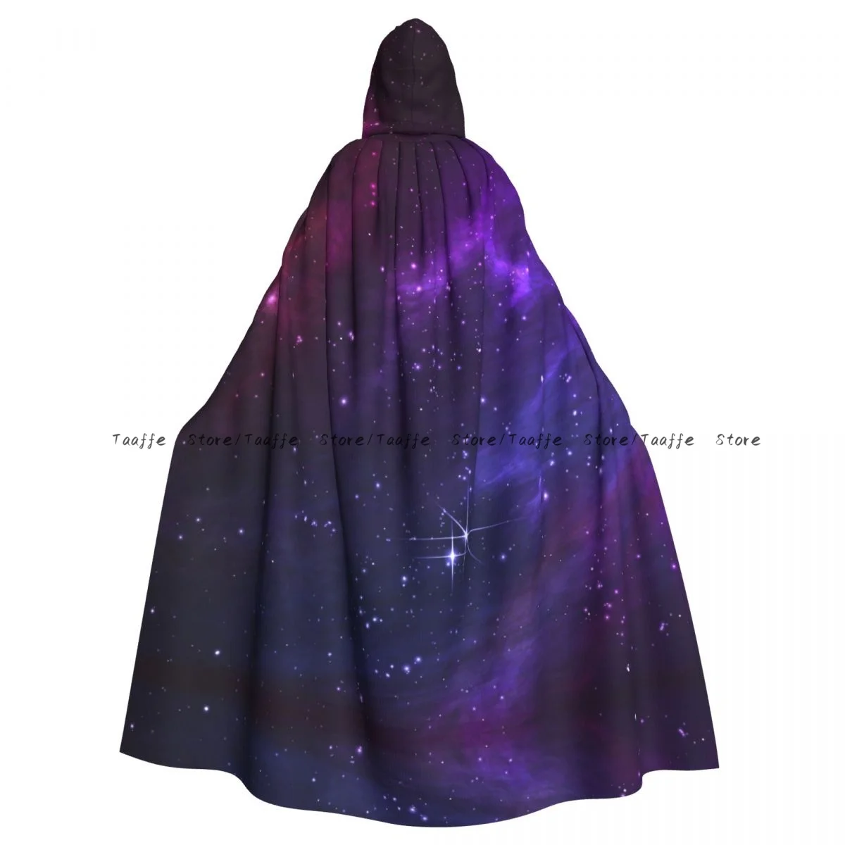 سديم مرصع بالنجوم الفضاء الخارجي الساحرة عباءة مقنعين تأثيري حلي هالوين الكبار حفلة طويلة الرأس