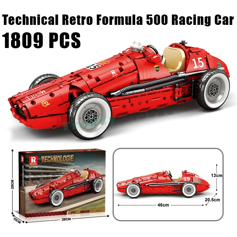 

1809PCS Technology Retro Formula 500 Racing Supercar Building Blocks,Speed City Vehicle Cool Collectible Model Car Kits Toy Gift