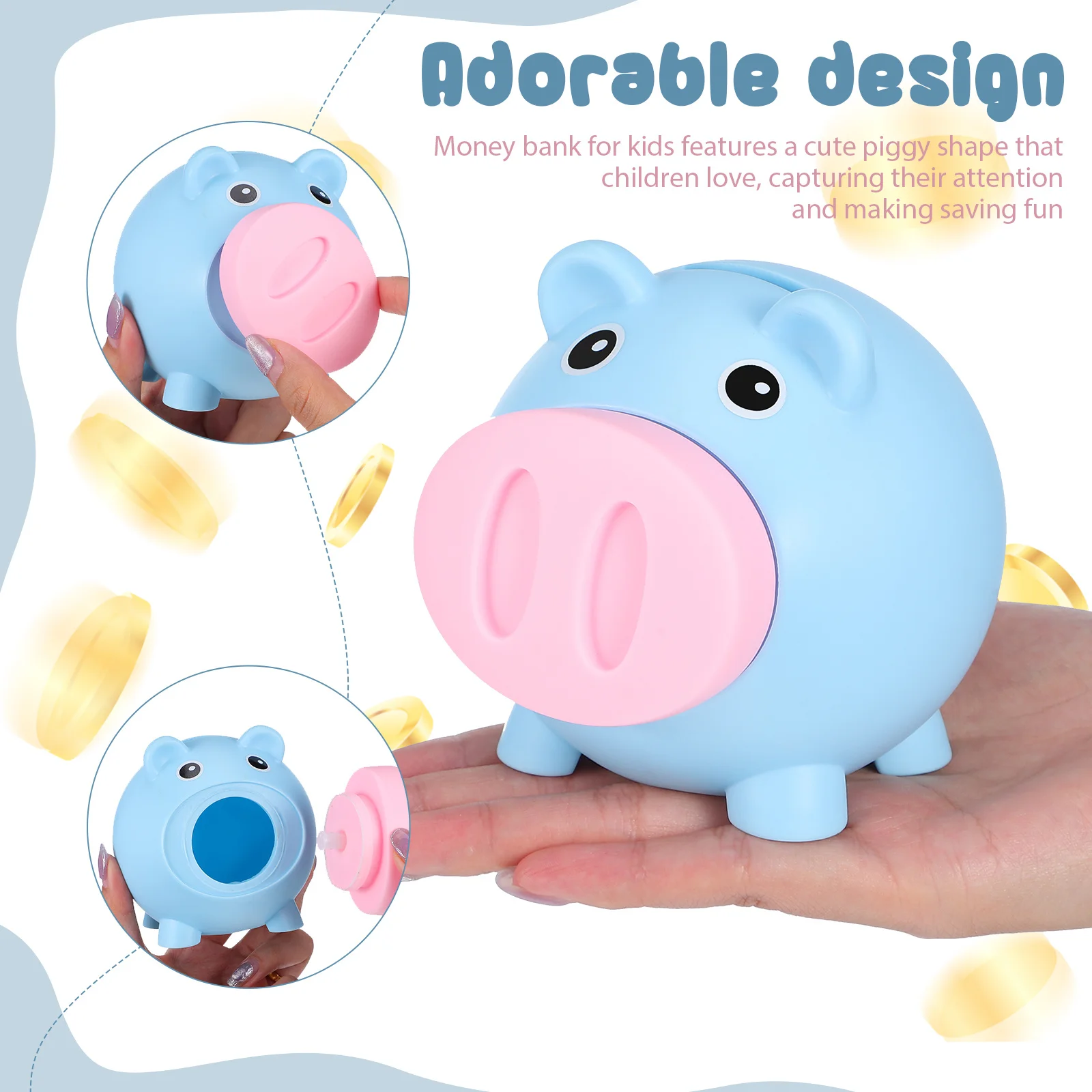 かわいい貯金箱 子供用貯金箱 豚の形をしたコインバンク 取り外し可能な底プラグ 子供や大人のための節約習慣を促します