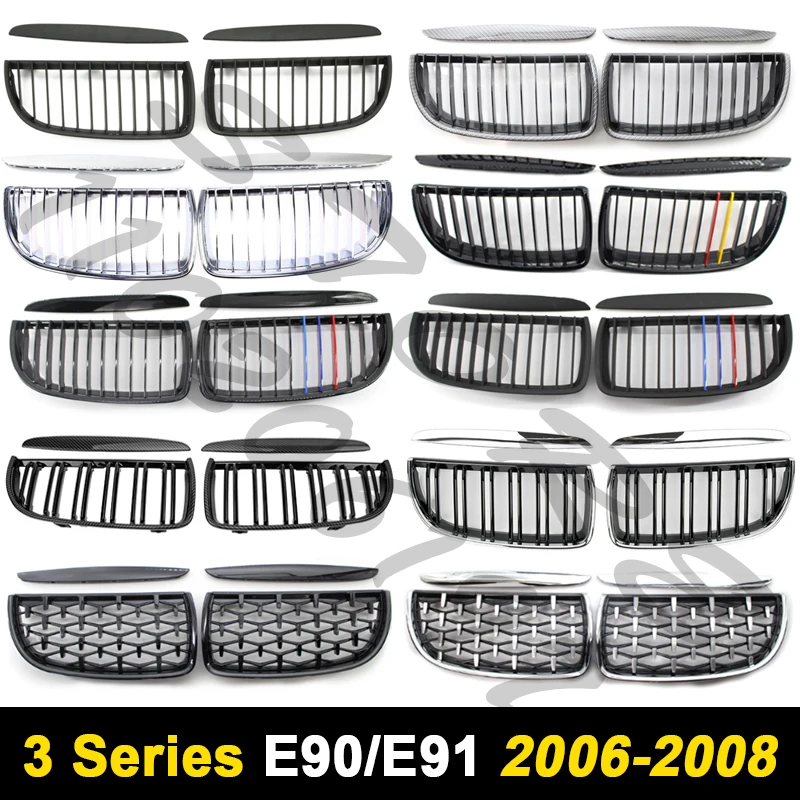 

for 2006-2008 E90 E91 3-Series BMW Bumper Mesh Racing Kidney Grille 316 318 320 323 325 328i 330 335 Sedan/ Touring/ Wagon