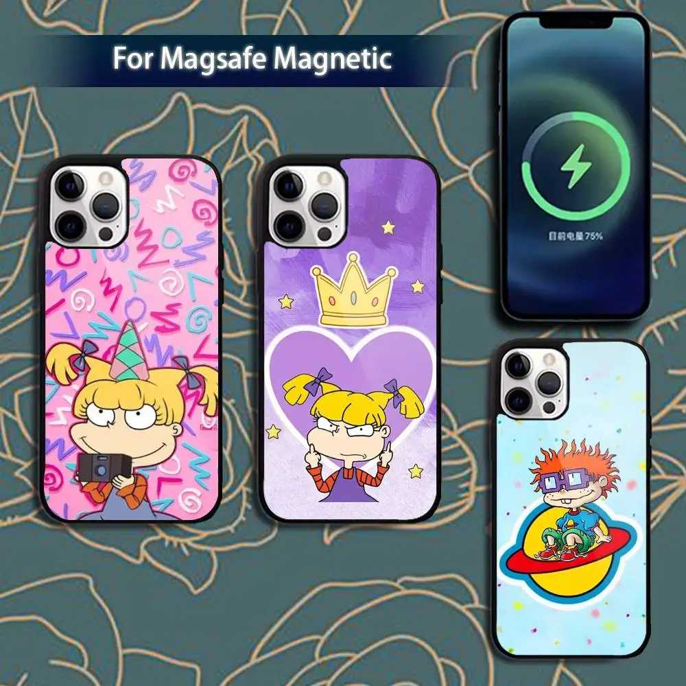 

R-Rugrat Chuckie A-Angelica Phone Case For iPhone 16,15,14,13,12,11,Pro,Max,Plus,Mini,Magsafe,Magnetic Wireless Charging Case