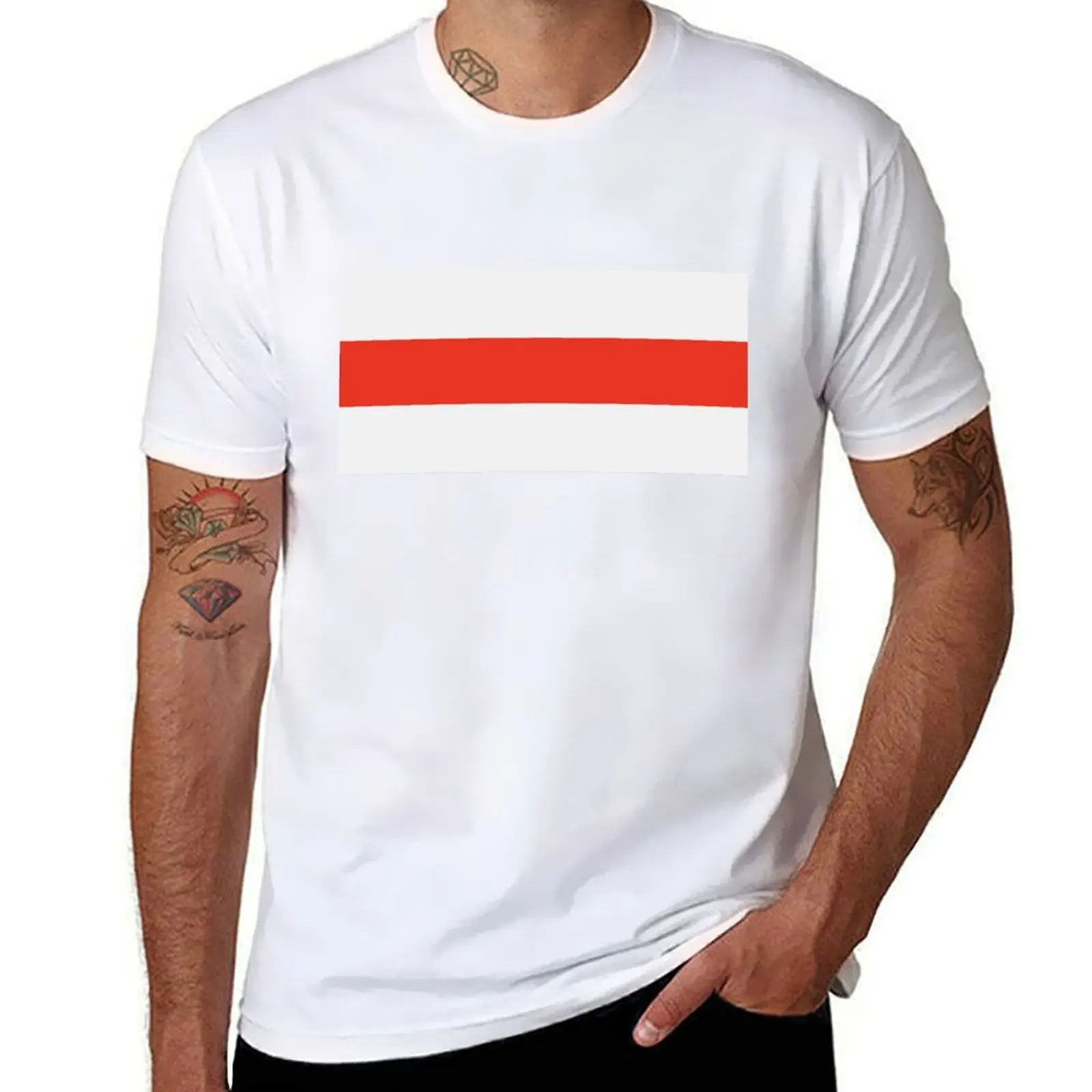 

White Red White Classical National Belarussian Belarus Flag T-Shirt t shirt man casual T-Shirt