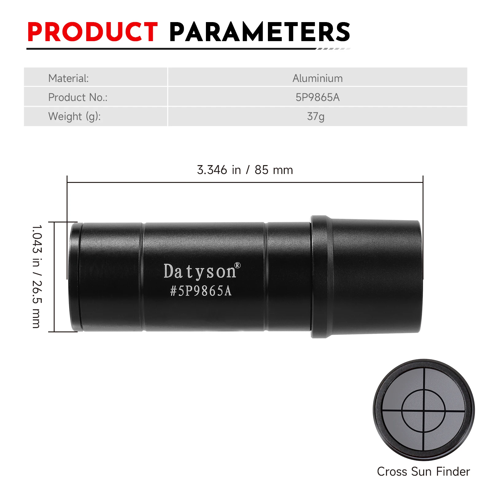 Datyson Solar Finder Scope for Astronomical Telescope – Safe Sun Alignment Tool #5P9865A