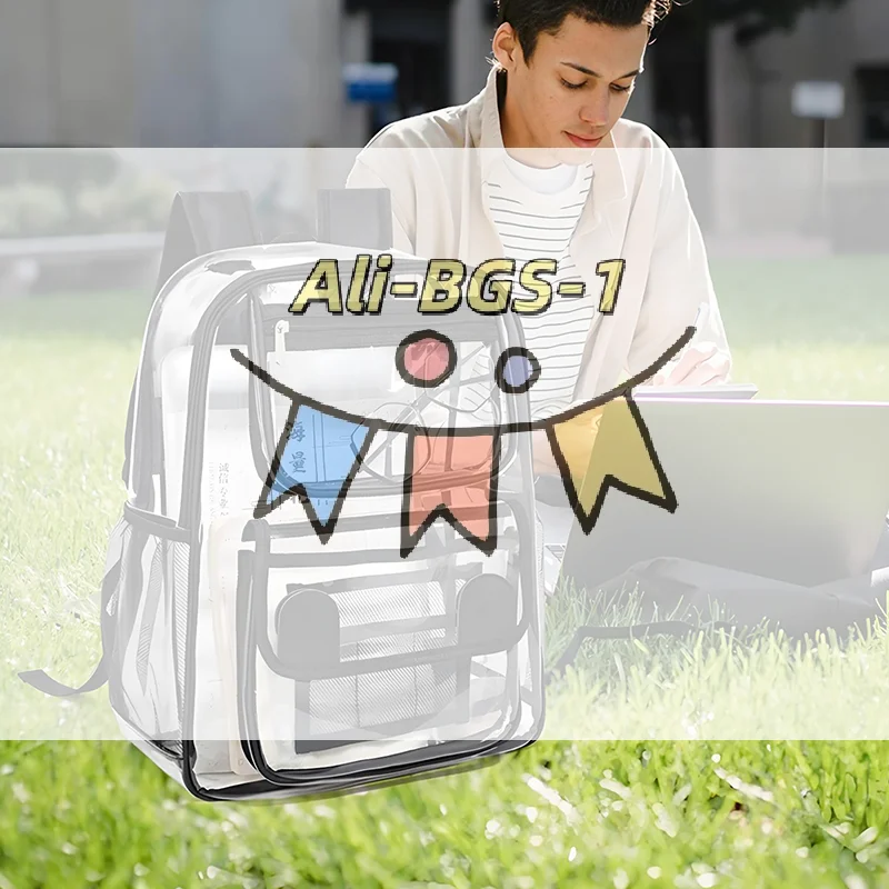 

Clear Transparent Backpack - Waterproof PVC Bookbag for Beach & School, Multi-Pocket Storage with Secure Zipper