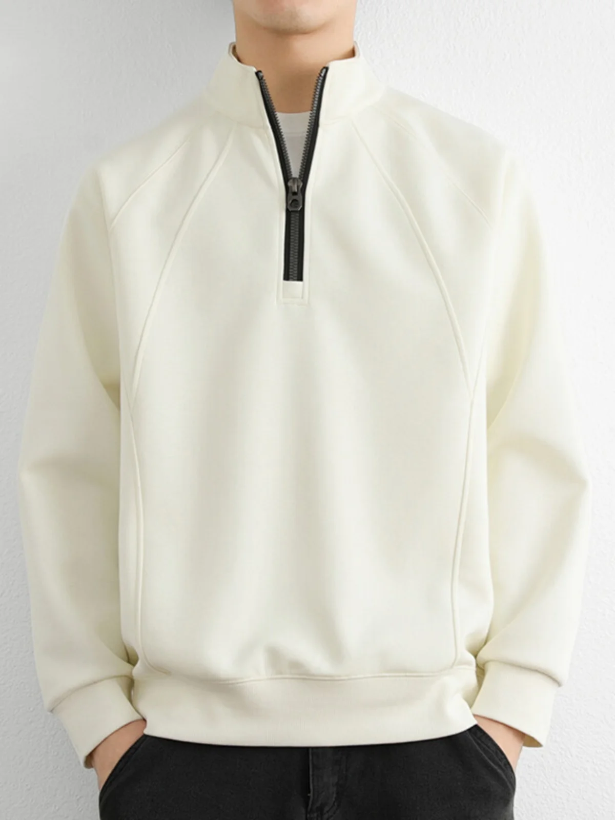 

Casual Men's Zip-Up Hoodie Spring Autumn Stand Collar Basic Layering irt Simple Design Comfortable Cotton Polyester Blend