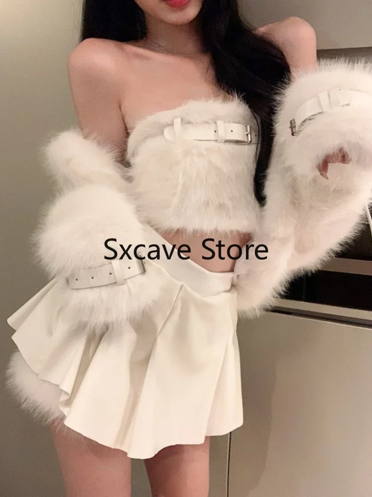 Sexy 3 pezzi gonna set donna casual cappotto a maniche lunghe + top a tubo aderente + dolce minigonna abbigliamento da sera per feste 2023 autunno