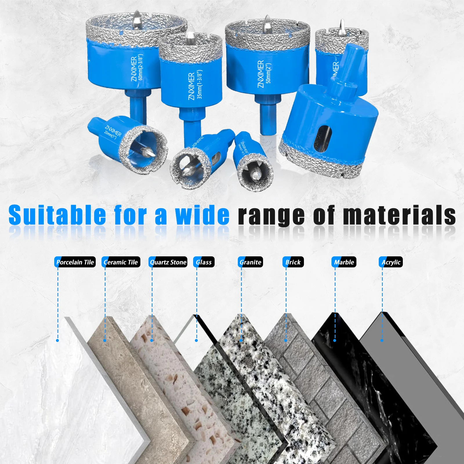 1 pçs 18-68mm conjunto de brocas de diamante cerâmica telha buraco viu com posição broca para vidro mármore granito pedra porcelana