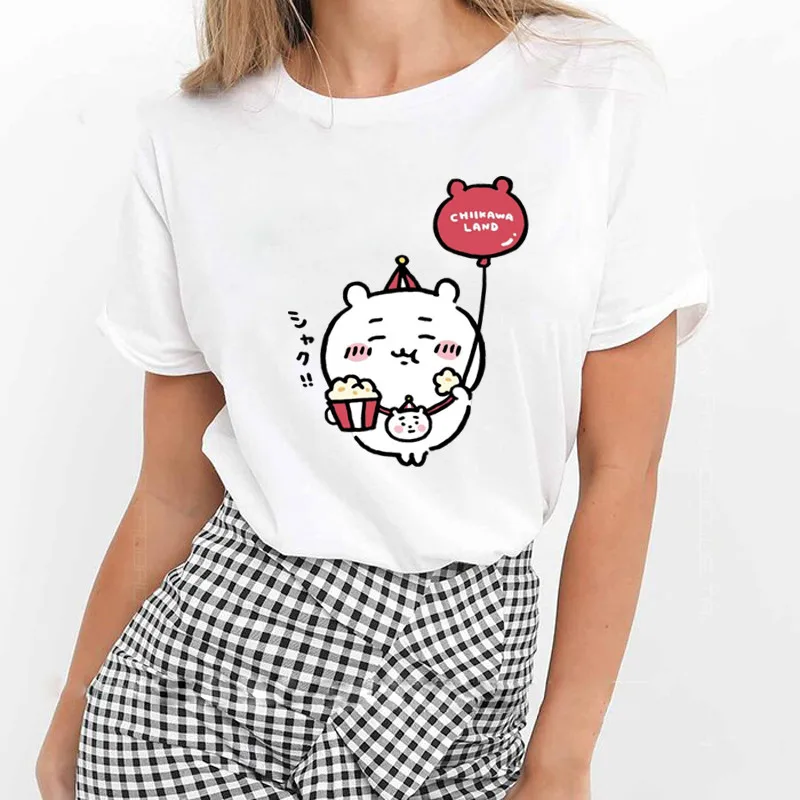 Kawaii Chiikawa T-shirt Women Cartoon Tee Short Sleeve Fashion Girls T Shirt Four Season Print Anime Tops Tees Clothes Female