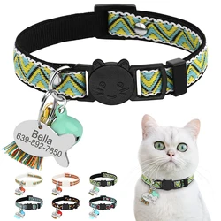 Personalized Nylon Cat Collar Safety Breakaway Small Dog Cats Collars Custom Pet ID Tag Necklace With Bell Gift For Cats Dogs