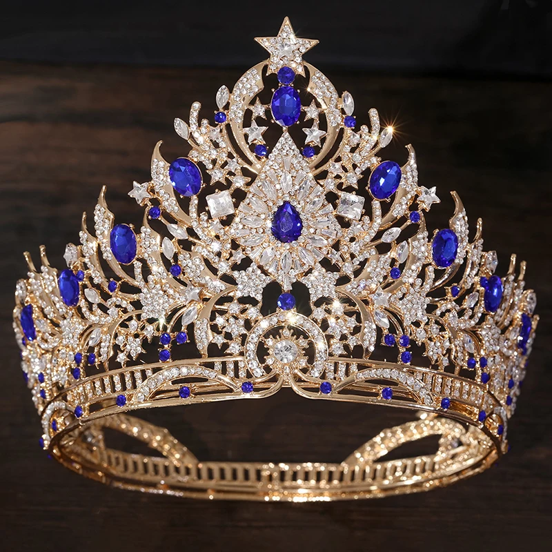 Rhinestone Crystal Large Diadem Miss Pageant Crown 13 cm Height Tiaras for Queen Prom Hair Jewelry Accessories view 5