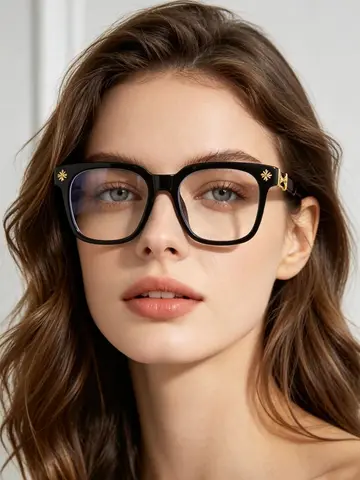 Classic 3Pcs Square Anti Blue Light Glasses For Men And Women Black & Transparent Frame Unisex Computer Wearing Women Glasses
