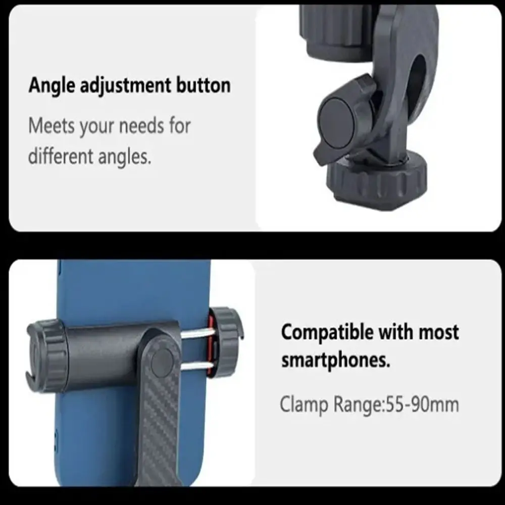 360° Rotatable Phone Tripod Mount with Dual Cold Shoe Vertical Mobile Phone Holder Universal Arm Adjustable