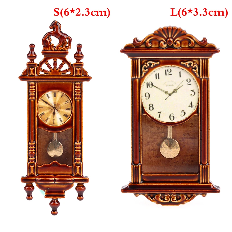 1:12 Dollhouse Miniature Wall Clock European Vintage Clock Furniture Model Decor Toy Doll House Accessories