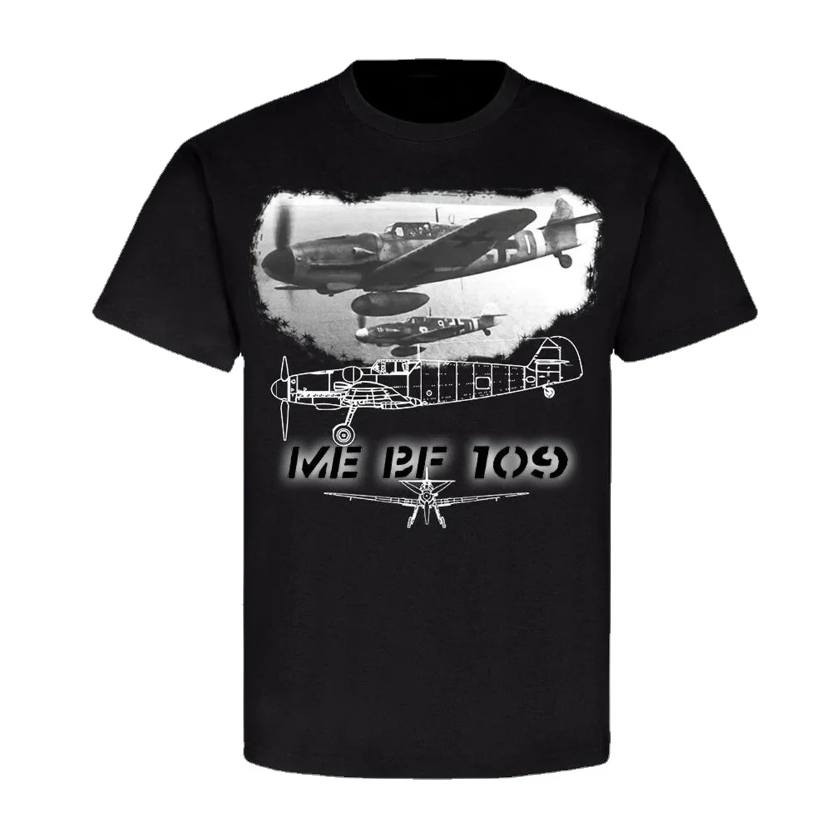 WWII German Air Force Aircraft ME BF 109 Fighter Hunter Pilot T-Shirt 100% Cotton O-Neck Short Sleeve Summer Casual Mens T-shirt