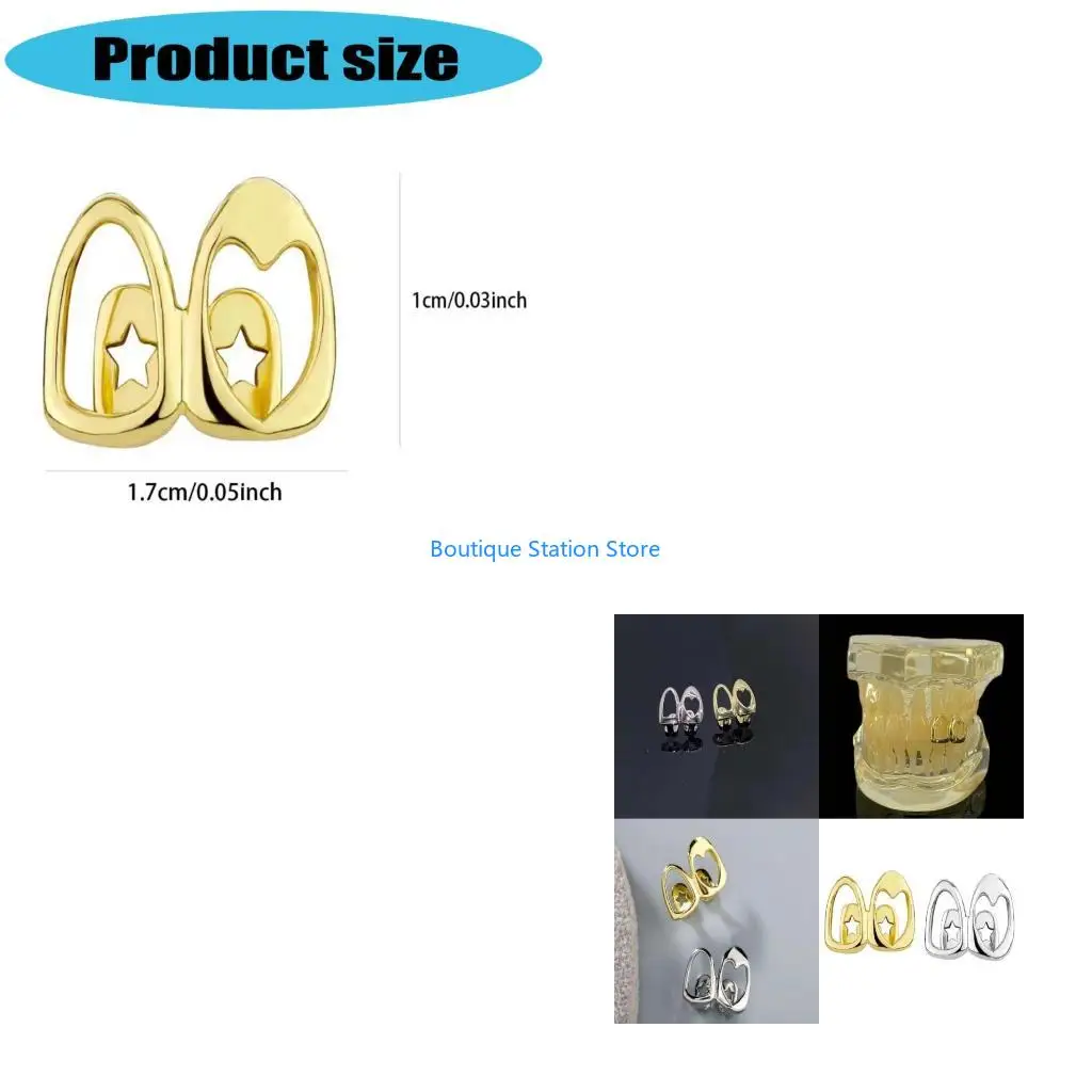 

Y55F Contemporary Copper Hollow Heart Teeth Ornament for Trendy Adults Wear