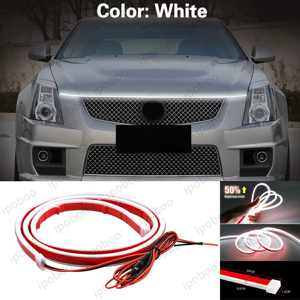 

86 "светодиодная лента на капоте для Cadillac CTS 2005-2019, гибкая динамическая сканирующая лента на капоте, комплект украшения крышки двигателя