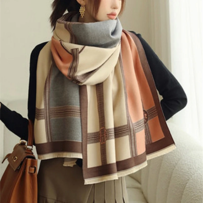 

Luxury Brand Cashmere Women Floral Scarf Winter Warm Shawl and Wrap Bandana Pashmina Female Foulard Square Thick Blanket Poncho
