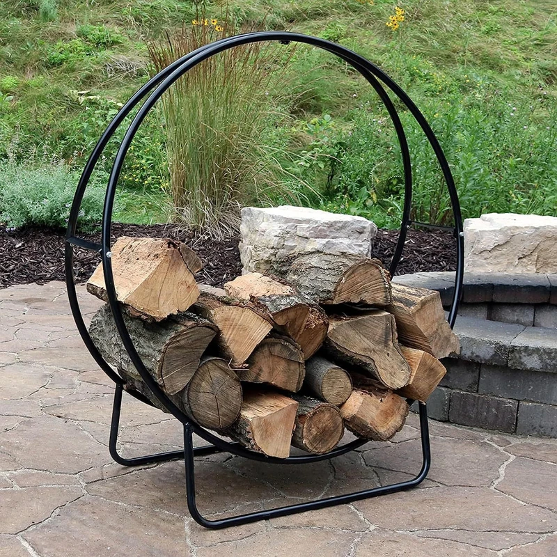 Indoor fireplace accessories, firewood rack, round wood stacking rack