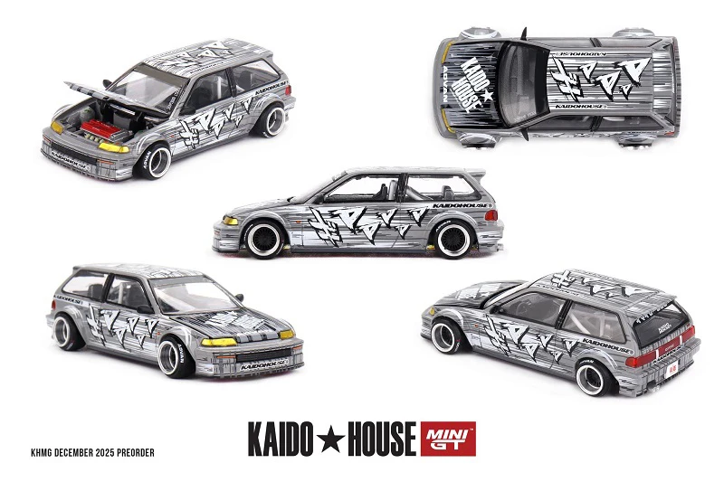 Kaido House x Mini GT 1:64 Civic (EF) Kaido Manga V1 / AE86 Sprinter Trueno TOUGE V1 Die-Cast Car Models Gifts
