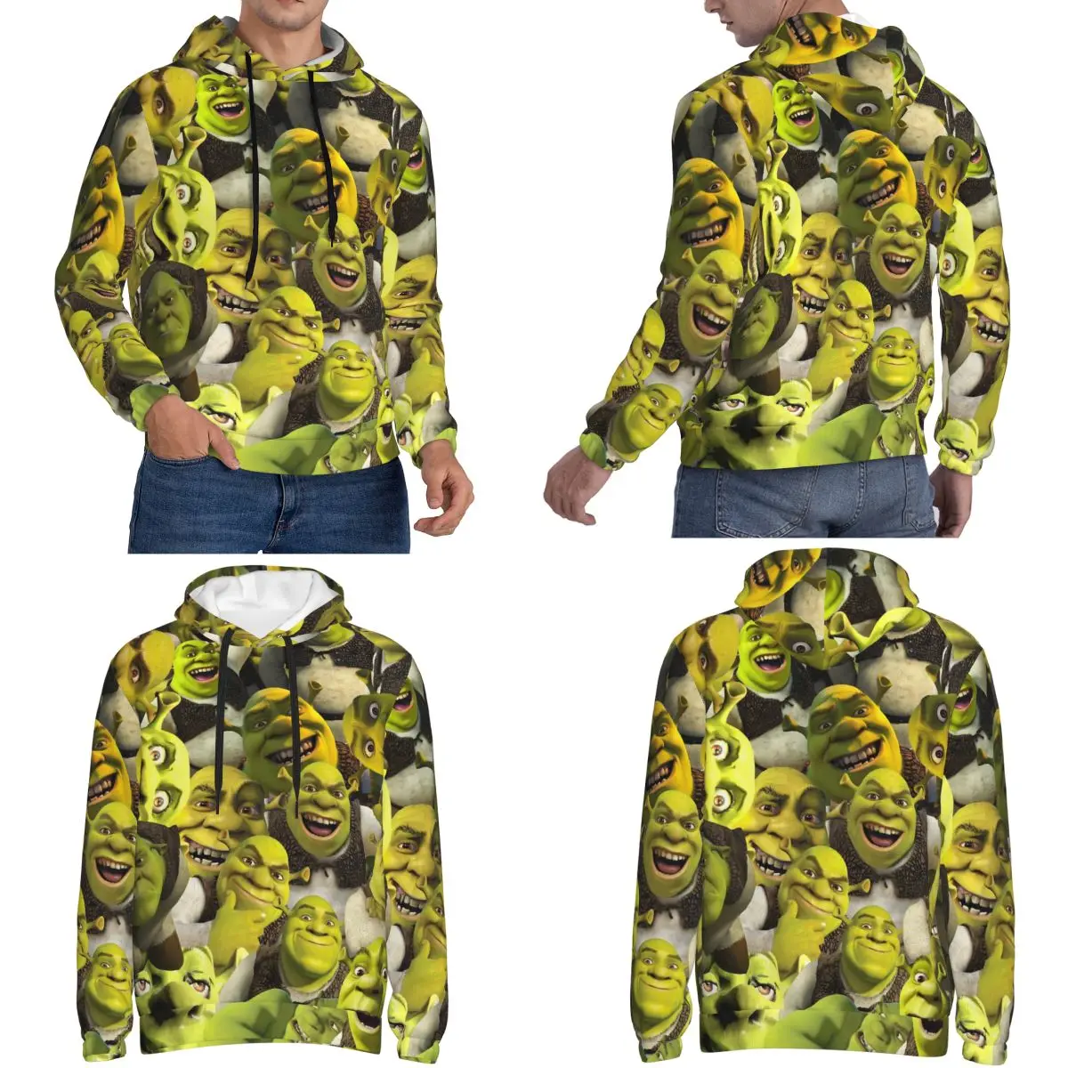 Retro Shreks Collage Hoodie Men Women Sweatshirt Graphic Movie Kanga Pocket Hoodies Stylish Hoodie Pullover Long Sleeve Shirts