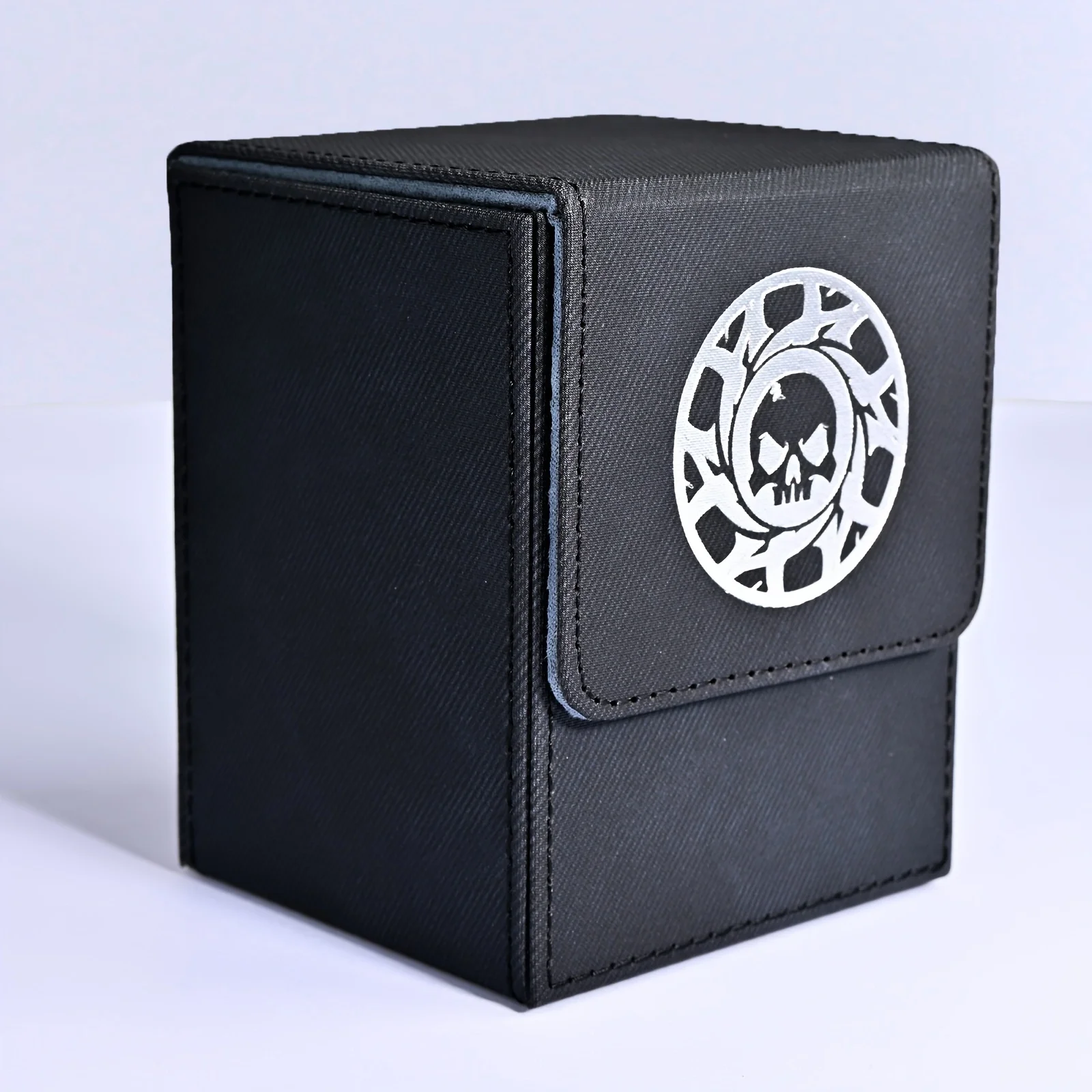 Card Deck Box, hold 100+ single sleeved cards, PU leather denim embossed