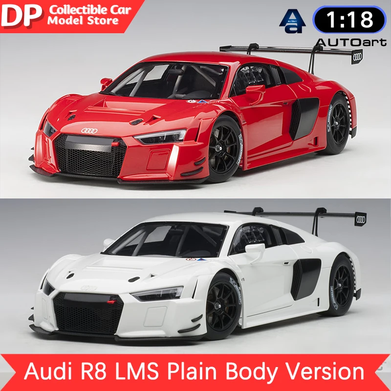 1:18 AUTOart Audi R8 LMS Plain Body Version (Red/White)  Collectible Model Cars, Alloy Die-casting Vehicle Models Holiday Gifts